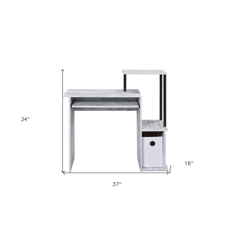 37-Inch Antiqued White Computer Desk