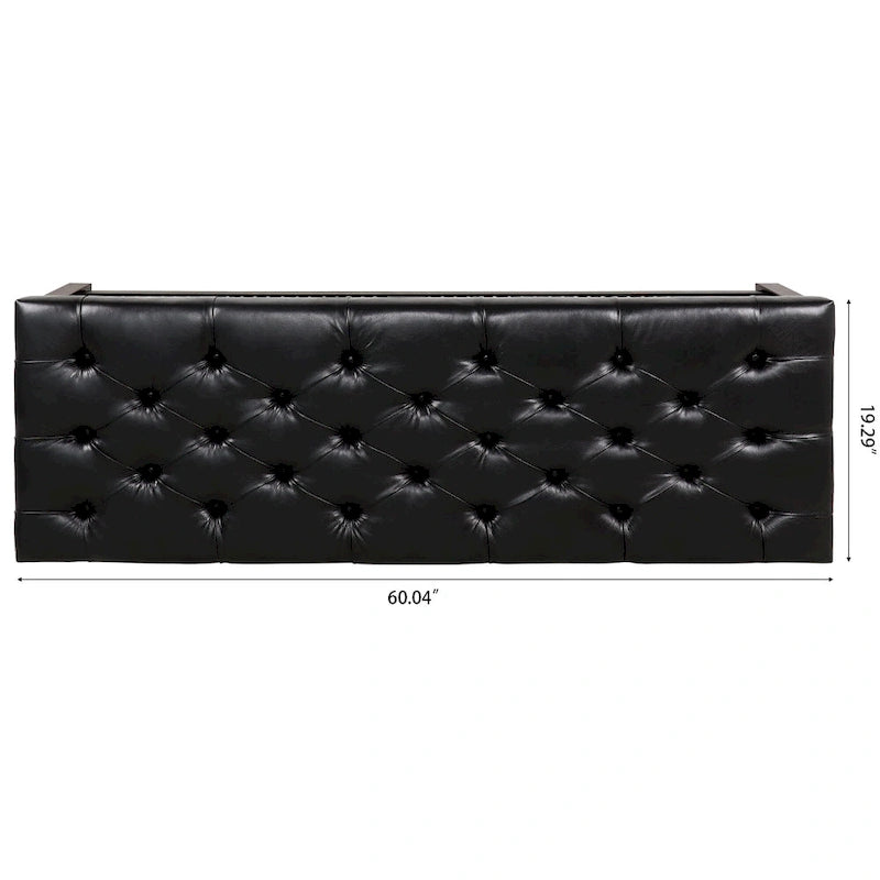 Tufted Upholstered End of Bed Bench with Nailhead Trim and Shelf