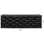 Tufted Upholstered End of Bed Bench with Nailhead Trim and Shelf