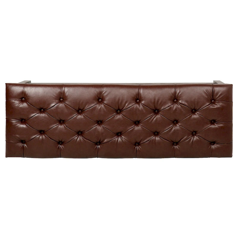 Tufted Upholstered End of Bed Bench with Nailhead Trim and Shelf