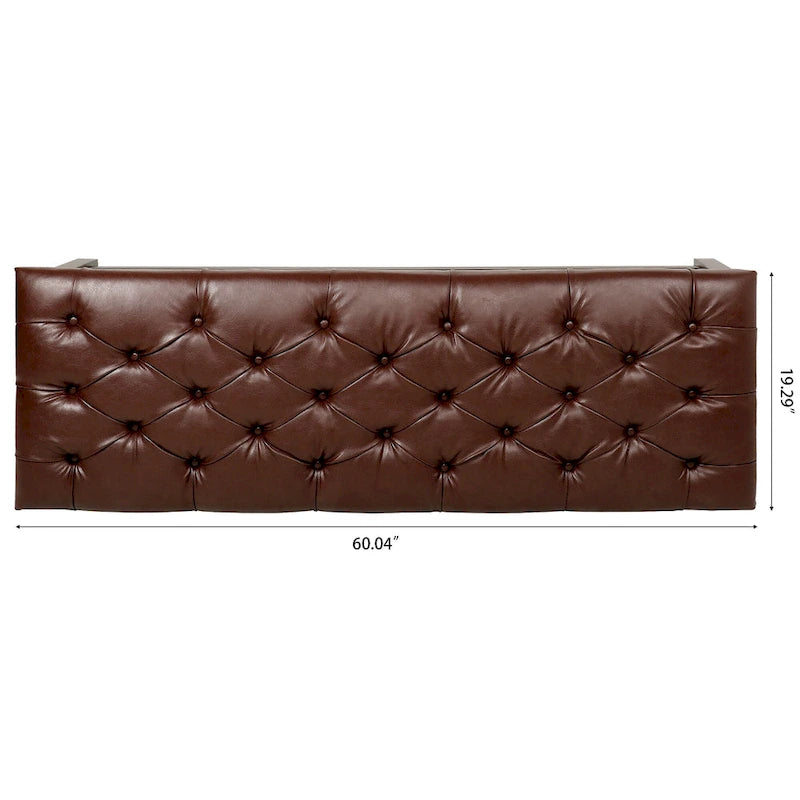 Tufted Upholstered End of Bed Bench with Nailhead Trim and Shelf