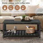 Rustic Wood Coffee Table with Spacious Storage - 47.24 W x 23.62 D x 19.68 H