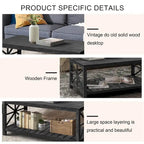 Rustic Wood Coffee Table with Spacious Storage - 47.24 W x 23.62 D x 19.68 H