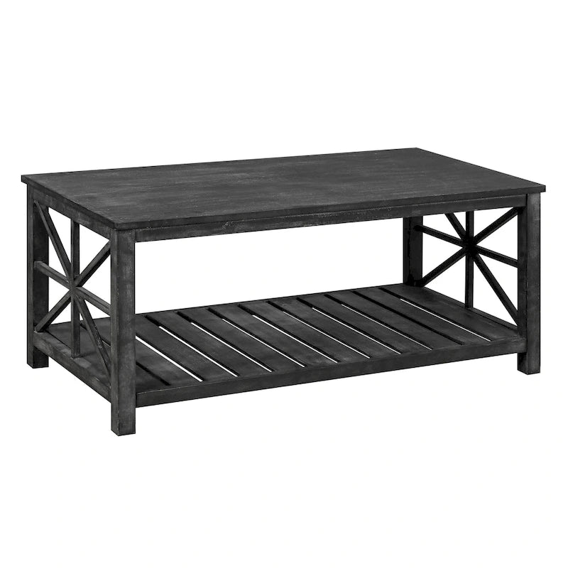 Rustic Wood Coffee Table with Spacious Storage - 47.24 W x 23.62 D x 19.68 H