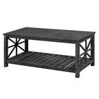 Rustic Wood Coffee Table with Spacious Storage - 47.24 W x 23.62 D x 19.68 H