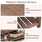Rustic Wood Coffee Table with Spacious Storage - 47.24 W x 23.62 D x 19.68 H