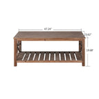 Rustic Wood Coffee Table with Spacious Storage - 47.24 W x 23.62 D x 19.68 H