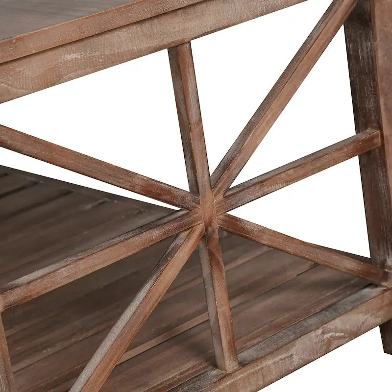 Rustic Wood Coffee Table with Spacious Storage - 47.24 W x 23.62 D x 19.68 H
