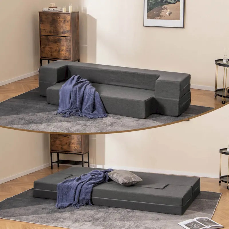 8-Inch Folding Sofa Bed with High-Density Foam & Washable Cover