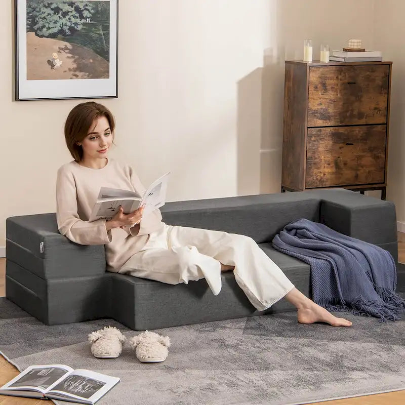 8-Inch Folding Sofa Bed with High-Density Foam & Washable Cover