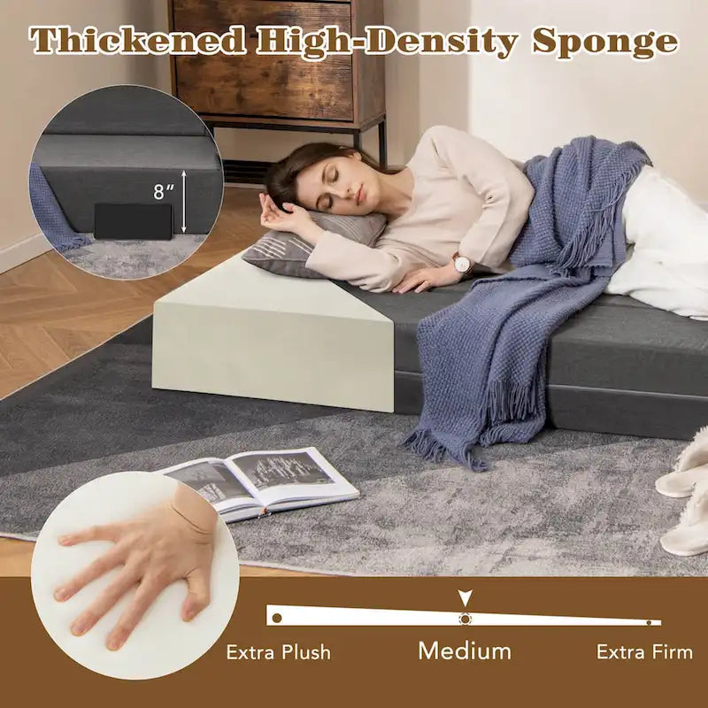 8-Inch Folding Sofa Bed with High-Density Foam & Washable Cover