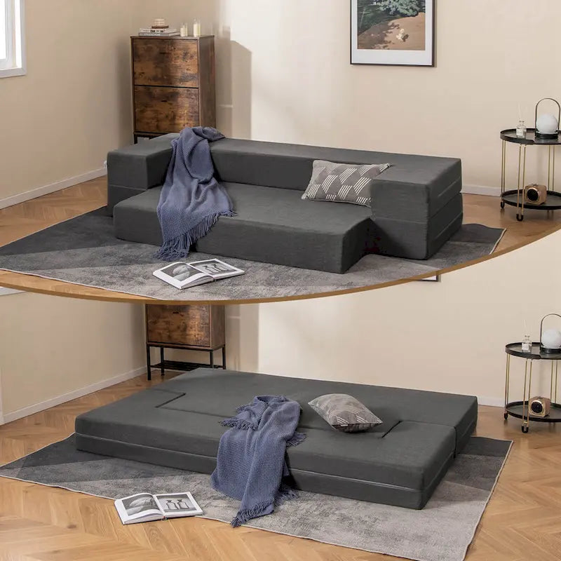 8-Inch Folding Sofa Bed with High-Density Foam & Washable Cover