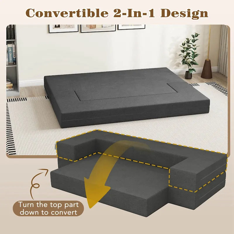 8-Inch Folding Sofa Bed with High-Density Foam & Washable Cover