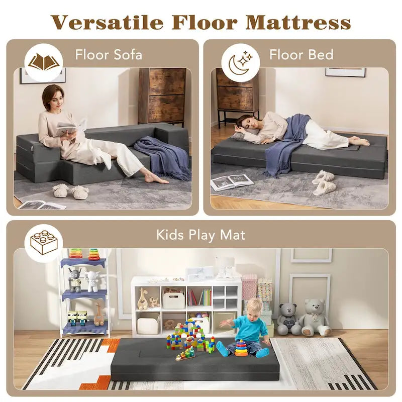 8-Inch Folding Sofa Bed with High-Density Foam & Washable Cover