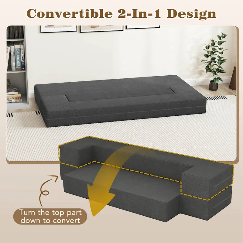 8-Inch Folding Sofa Bed with High-Density Foam & Washable Cover