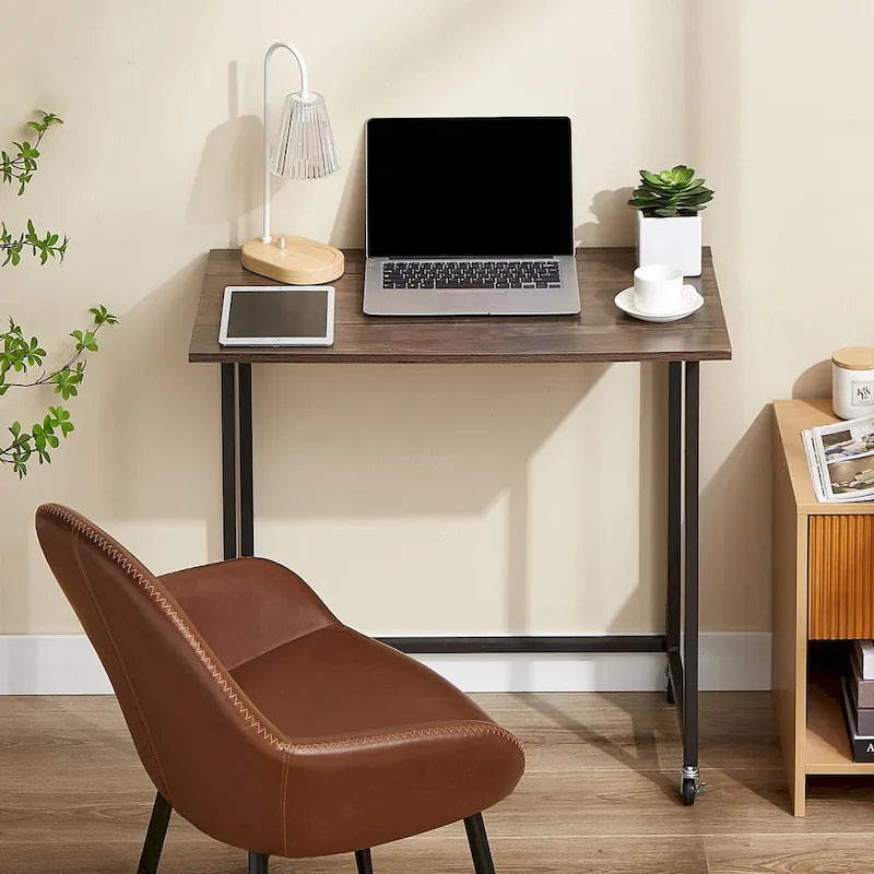 Mobile Folding Computer Desk, 31.5" No Assembly Rolling Writing Desk, Space Saving Foldable Laptop Table for Home Office