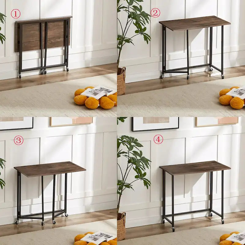 Secretária de computador dobrável e móvel, 31.5", mesa de escrita com rodas sem montagem, mesa para portátil dobrável e economizadora de espaço para escritório em casa