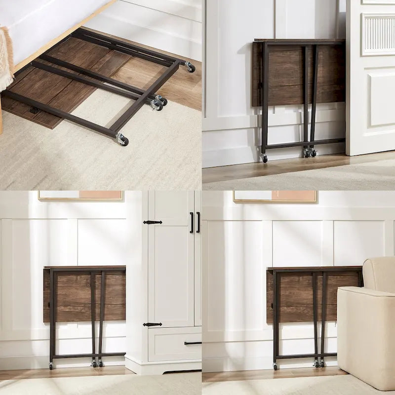 Secretária de computador dobrável e móvel, 31.5", mesa de escrita com rodas sem montagem, mesa para portátil dobrável e economizadora de espaço para escritório em casa