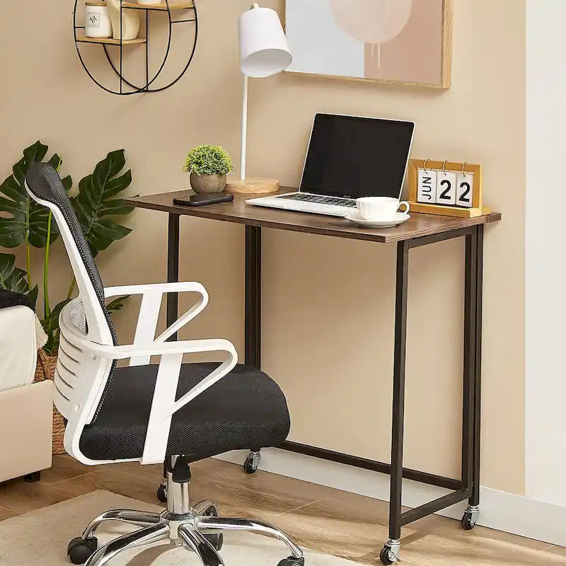 Secretária de computador dobrável e móvel, 31.5", mesa de escrita com rodas sem montagem, mesa para portátil dobrável e economizadora de espaço para escritório em casa