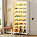 9-Tier Narrow Tall Shoe Storage Cabinet with LED Lighting