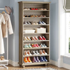 9-Tier Narrow Tall Shoe Storage Cabinet with LED Lighting