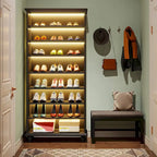 9-Tier Narrow Tall Shoe Storage Cabinet with LED Lighting