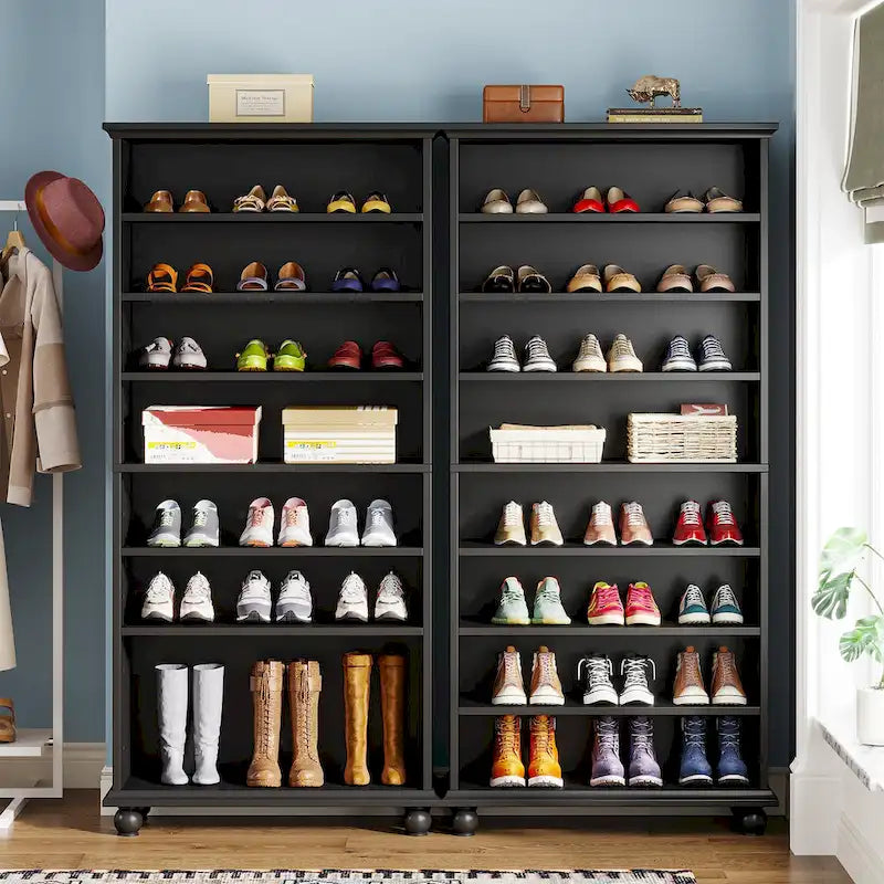 9-Tier Narrow Tall Shoe Storage Cabinet with LED Lighting