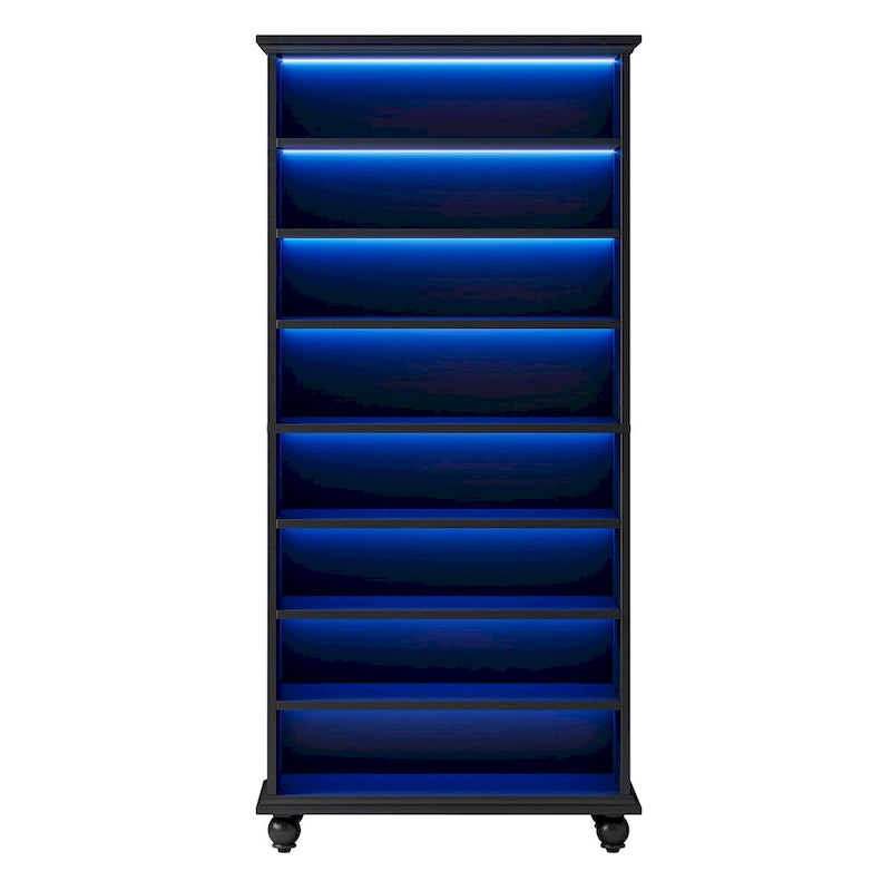 9-Tier Narrow Tall Shoe Storage Cabinet with LED Lighting