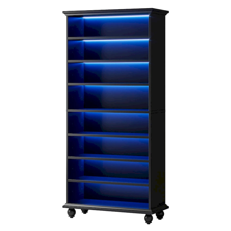 9-Tier Narrow Tall Shoe Storage Cabinet with LED Lighting