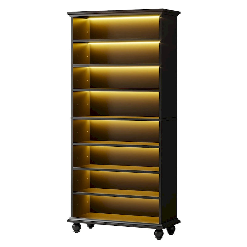 9-Tier Narrow Tall Shoe Storage Cabinet with LED Lighting