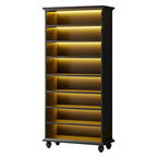 9-Tier Narrow Tall Shoe Storage Cabinet with LED Lighting