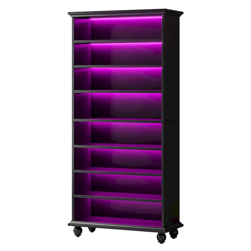 9-Tier Narrow Tall Shoe Storage Cabinet with LED Lighting