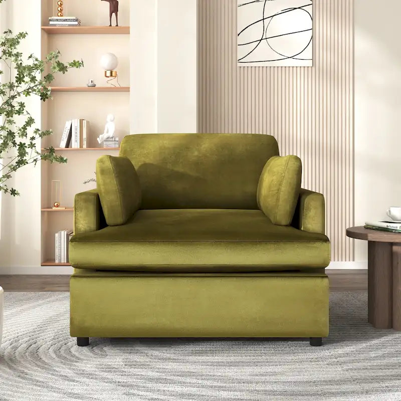 Green Modern 37" Accent Chair with Armrest Cushions for Living Room