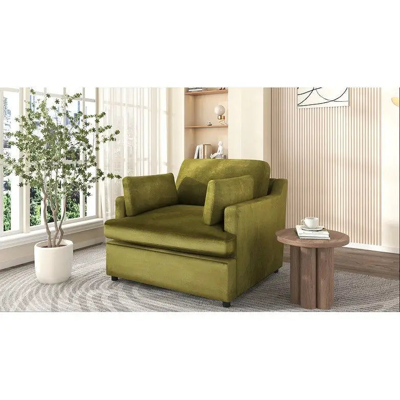 Green Modern 37" Accent Chair with Armrest Cushions for Living Room