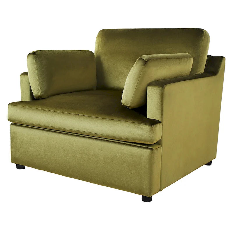 Green Modern 37" Accent Chair with Armrest Cushions for Living Room