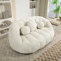 White 63.78" Chenille Lounge Chair with Foam Filling