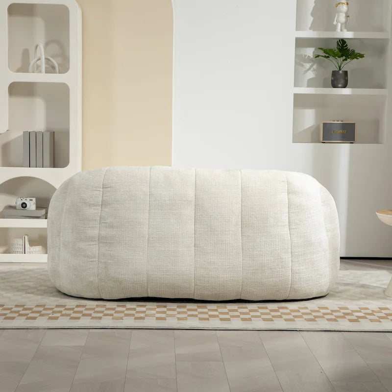 White 63.78" Chenille Lounge Chair with Foam Filling