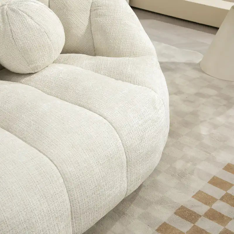 White 63.78" Chenille Lounge Chair with Foam Filling