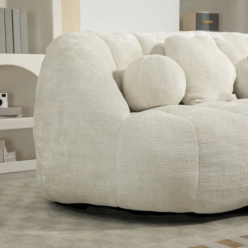 White 63.78" Chenille Lounge Chair with Foam Filling