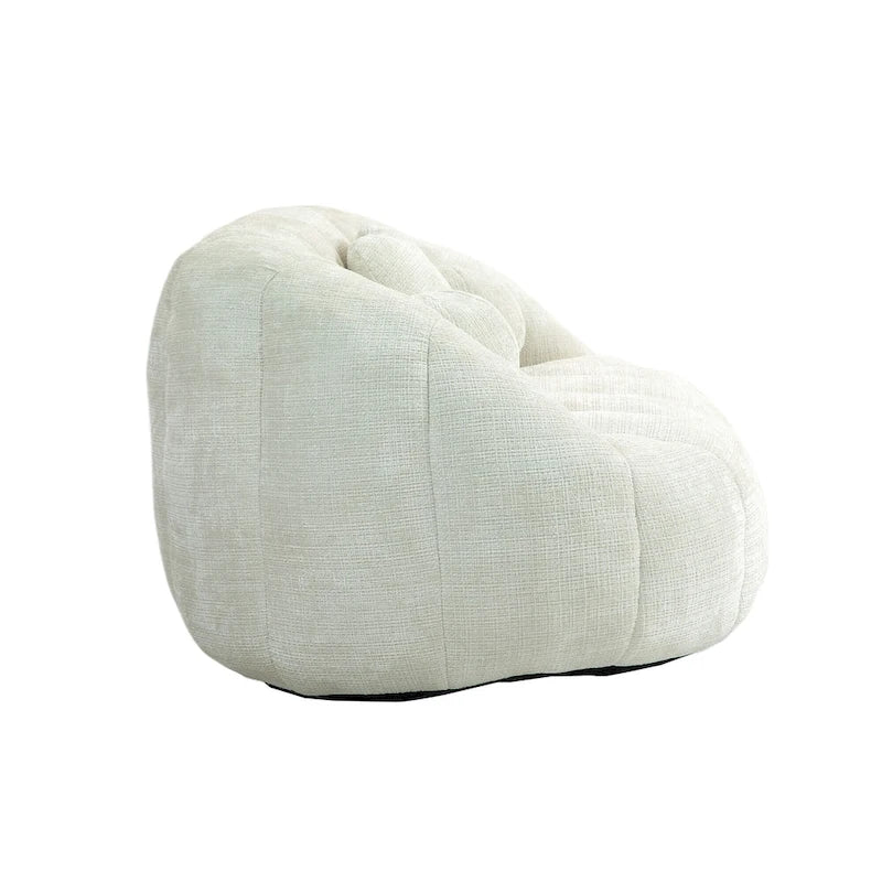 White 63.78" Chenille Lounge Chair with Foam Filling