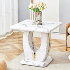 23.6" Modern Square Coffee Table with Gold Decorative Strips