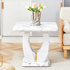 23.6" Modern Square Coffee Table with Gold Decorative Strips