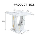 23.6" Modern Square Coffee Table with Gold Decorative Strips