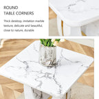23.6" Modern Square Coffee Table with Gold Decorative Strips