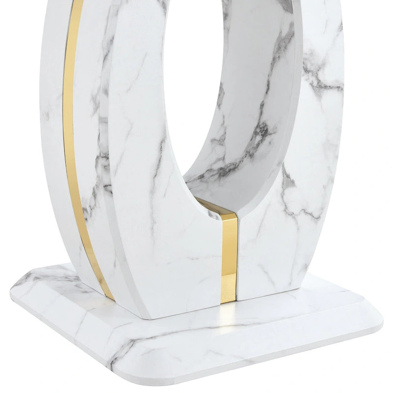 23.6" Modern Square Coffee Table with Gold Decorative Strips