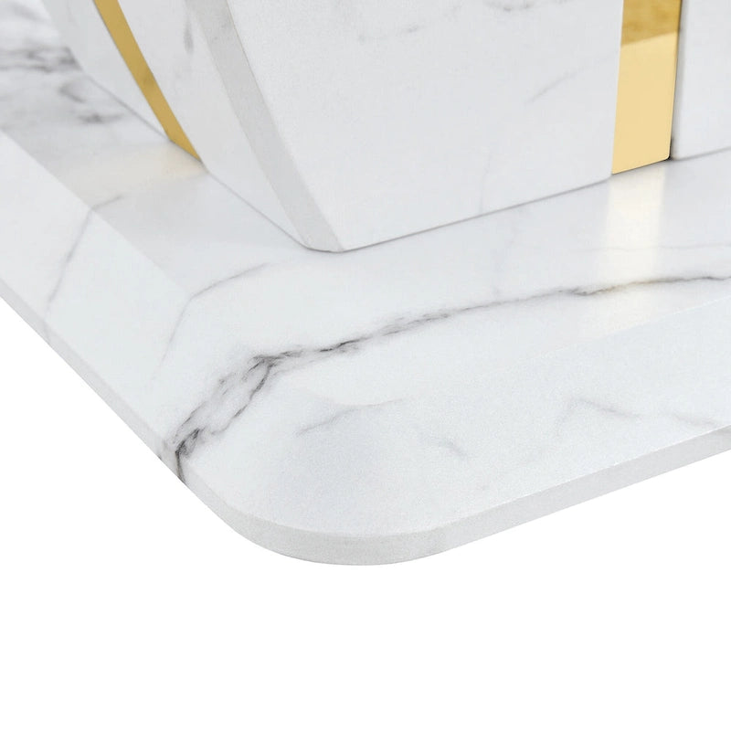 23.6" Modern Square Coffee Table with Gold Decorative Strips