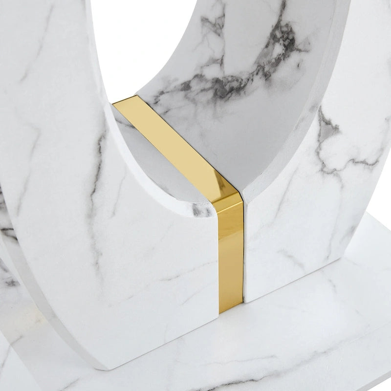 23.6" Modern Square Coffee Table with Gold Decorative Strips