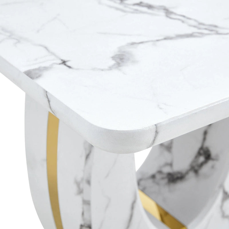 23.6" Modern Square Coffee Table with Gold Decorative Strips