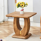 23.6" Modern Square Coffee Table with Gold Decorative Strips