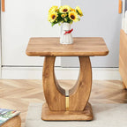 23.6" Modern Square Coffee Table with Gold Decorative Strips